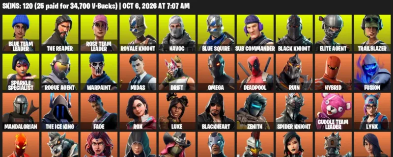 Fortnite account inventory for Blue Team Leader - The Reaper - 120 Outfits