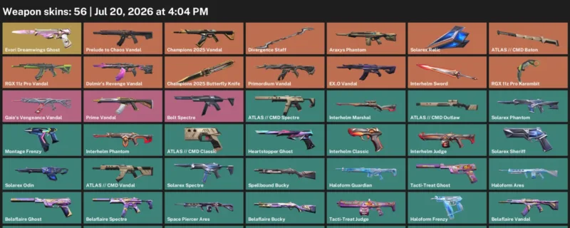 Valorant Accounts listing: LVL 135 · Champions 2025 Butterfly Knife & Interhelm Sword · 56 Skins - Platinum 3, 56 skins