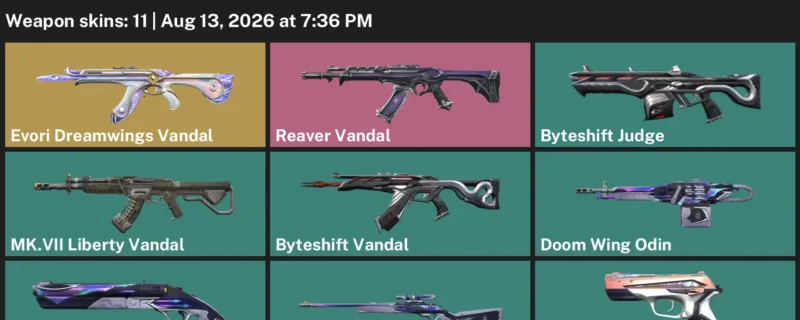 Valorant account inventory for LVL 39 · Reaver Vandal & Byteshift Vandal