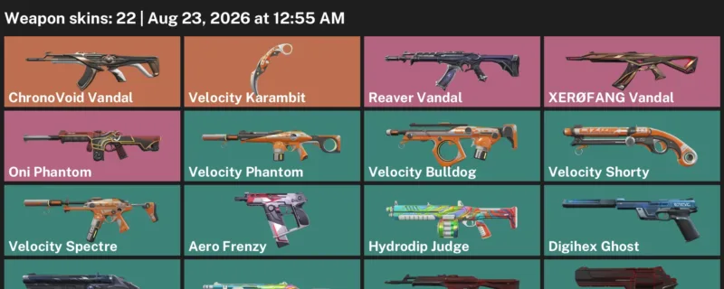 Valorant account inventory for LVL 149 · Velocity Karambit & ChronoVoid Vandal