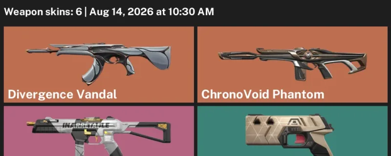 Valorant account inventory for LVL 74 · ChronoVoid Phantom & Divergence Vandal