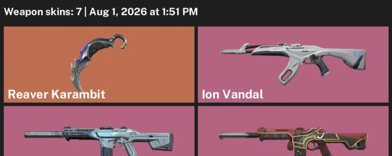 Valorant account inventory for LVL 81 · Reaver Karambit & Ion Vandal