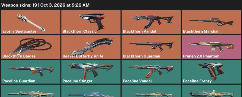 Valorant account inventory for LVL 29 · Reaver Butterfly Knife & Blackthorn Vandal