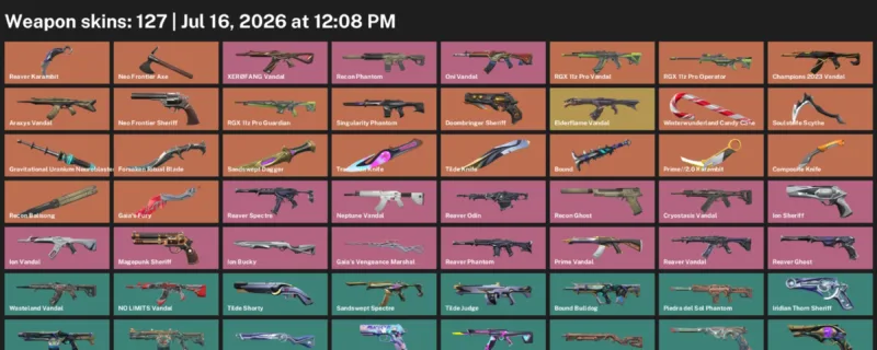 Valorant Accounts listing: LVL 228 · Composite Knife & Forsaken Ritual Blade · 127 Skins - Silver 1, 127 skins