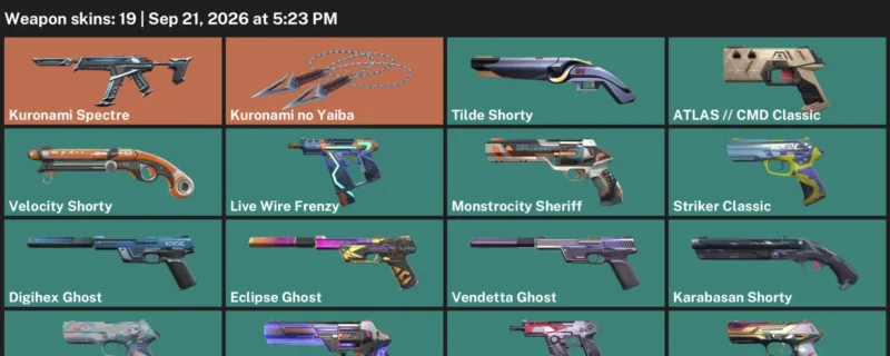Valorant account inventory for LVL 230 · Kuronami no Yaiba & Death Wish Sheriff