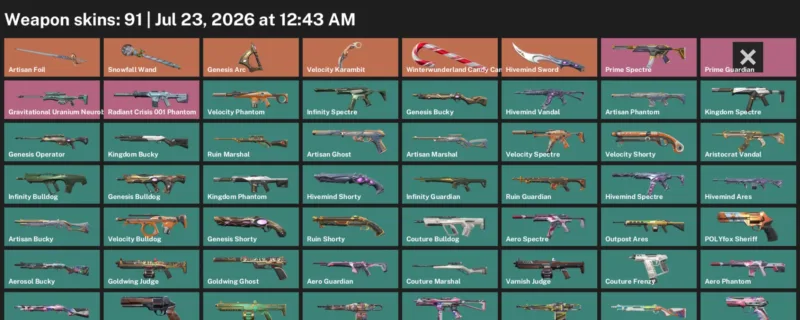 Valorant Accounts listing: LVL 134 · Hivemind Sword & Velocity Karambit · 91 Skins - Bronze 2, 91 skins