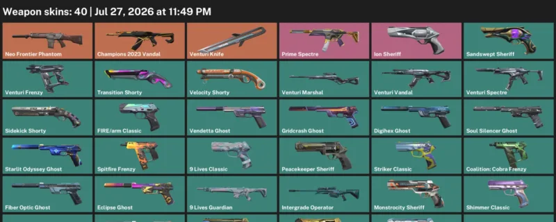 Valorant Accounts listing: LVL 305 · Venturi Knife · 40 Skins - Diamond 1, 40 skins