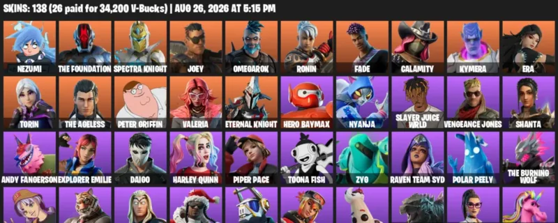 Fortnite account inventory for LVL 2364 - Nezumi - The Foundation - 138 Outfits