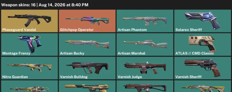 Valorant account inventory for LVL 79 · Glitchpop Operator & Artisan Phantom