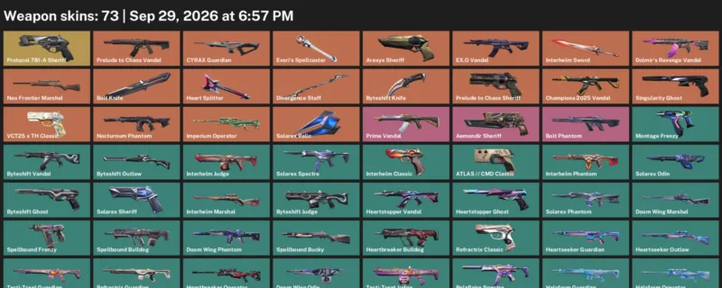 Valorant account inventory for LVL 214 · Araxys Sheriff & Byteshift Knife