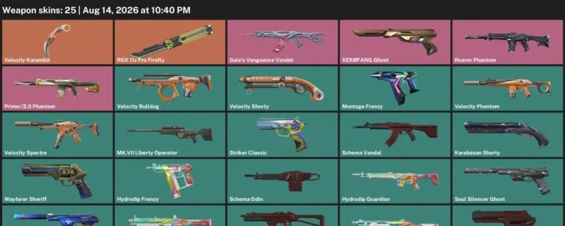 Valorant account inventory for LVL 158 · Velocity Karambit & Gaia's Vengeance Vandal