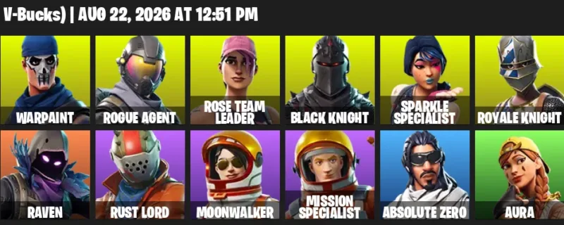 Fortnite account inventory for LVL 126 - Elite Agent - The Reaper - 18 Outfits