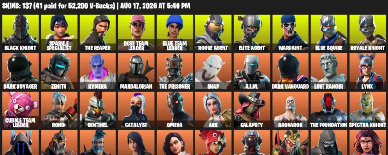 Fortnite account inventory for LVL 1381 - Black Knight - Sparkle Specialist - 137 Outfits