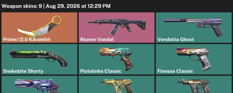 Valorant account inventory for LVL 104 · 2.0 Karambit & Reaver Vandal