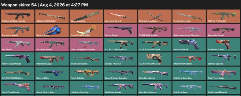 Valorant account inventory for LVL 91 · 2.0 Karambit & Cmd Vandal