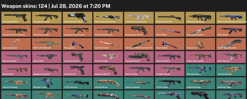 Valorant Accounts listing: LVL 345 · Champions 2025 Butterfly Knife & Interhelm Sword · 124 Skins - Platinum 1, 124 skins