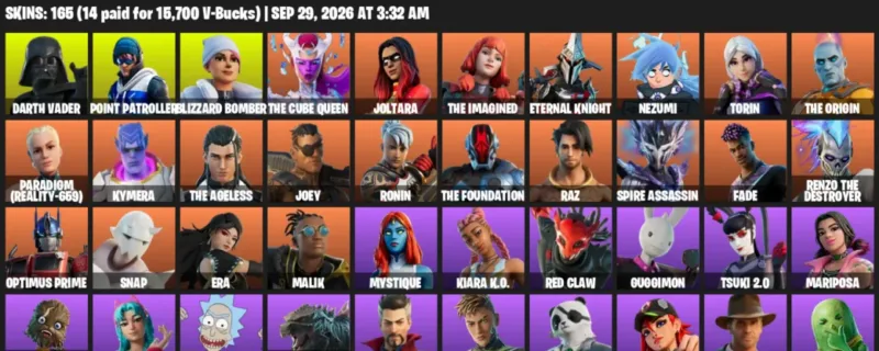 Fortnite account inventory for Darth Vader - Point Patroller - 120 Outfits