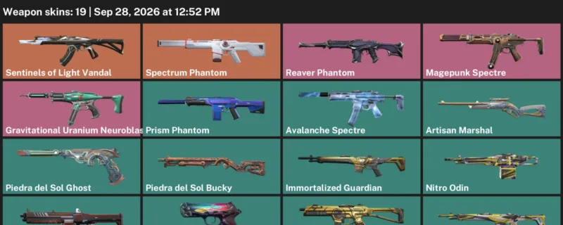 Valorant account inventory for LVL 38 · Magepunk Spectre & Gravitational Uranium Neuroblaster Spectre