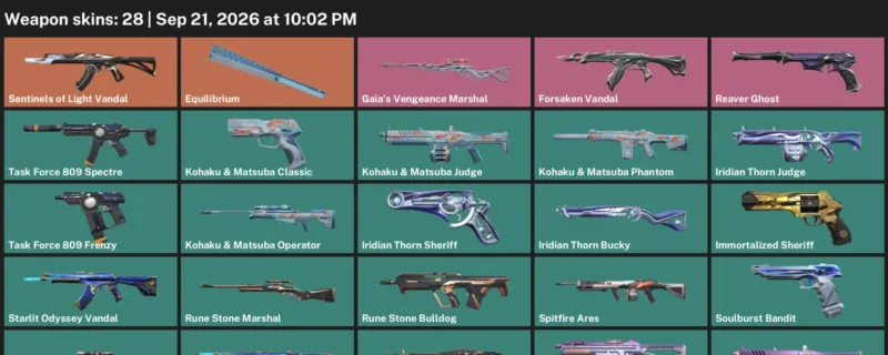 Valorant account inventory for LVL 84 · Forsaken Vandal & Immortalized Sheriff