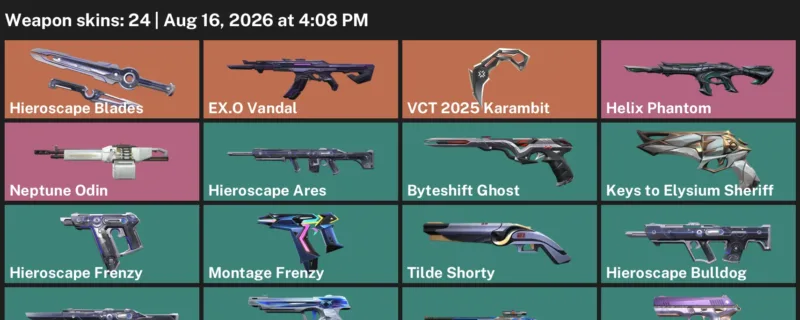 Valorant account inventory for LVL 233 · VCT 2025 Karambit & EX.O Vandal