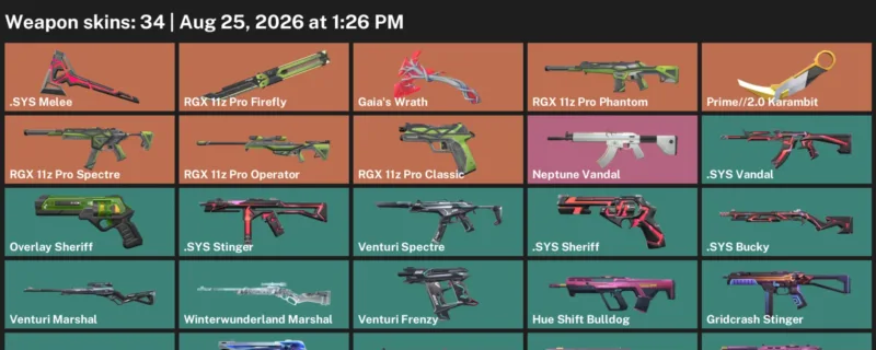 Valorant account inventory for LVL 90 · 2.0 Karambit & Sys Vandal