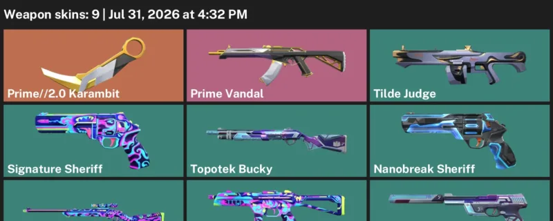 Valorant account inventory for LVL 68 · 2.0 Karambit · 9 Skins Prime & Prime Vandal