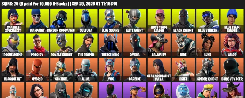 Fortnite account inventory for Sparkle Specialist - Warpaint - 75 Outfits