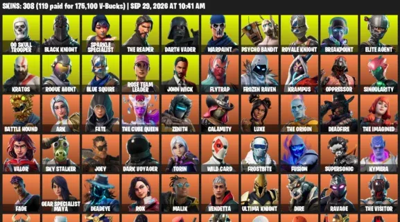 Fortnite account inventory for OG Skull Trooper - Black Knight - 120 Outfits