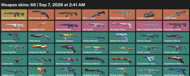 Valorant account inventory for LVL 333 · Reaver Knife & Arcane Gauntlets