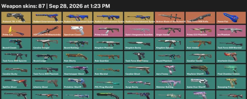 Valorant account inventory for LVL 253 · Task Force 809 Knife