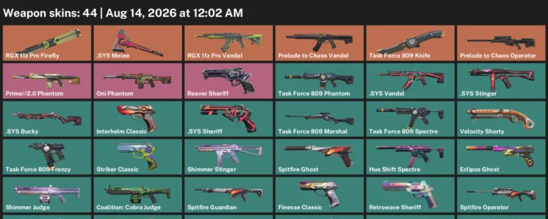 Valorant account inventory for LVL 229 · Task Force 809 Knife & Sys Vandal