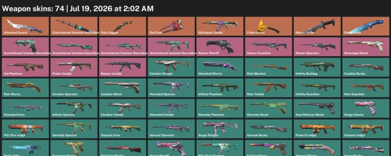 Valorant Accounts listing: LVL 138 · Hivemind Sword & Reaver Knife · 74 Skins - Platinum 3, 74 skins