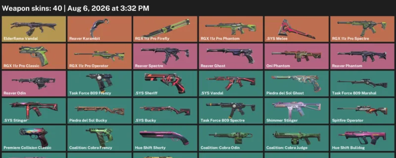 Valorant account inventory for LVL 63 · Reaver Karambit & Sys Vandal