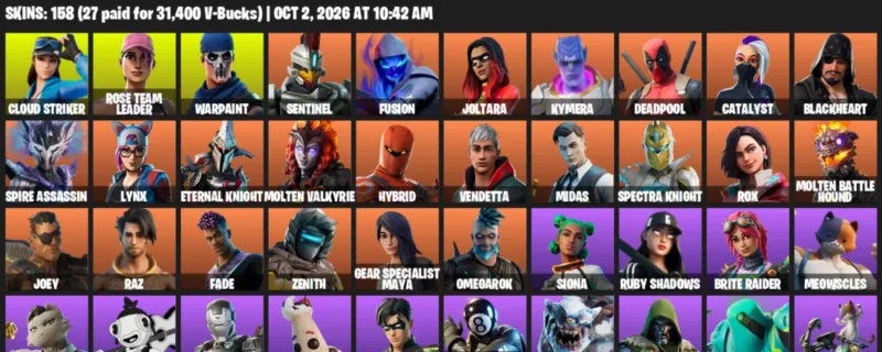 Fortnite account inventory for Cloud Striker - Rose Team Leader - 120 Outfits