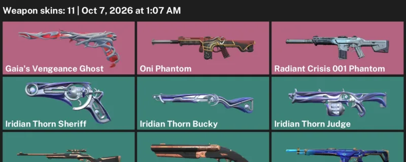 Valorant account inventory for LVL 54 · Oni Phantom & Radiant Crisis 001 Phantom