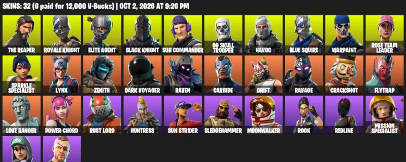 Fortnite account inventory for The Reaper - Royale Knight - 32 Outfits