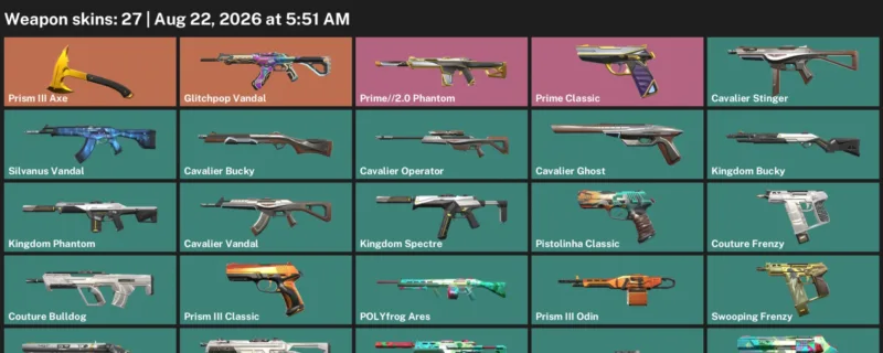 Valorant account inventory for LVL 70 · Cavalier Vandal & Cavalier Operator