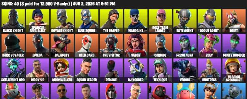 Fortnite account inventory for LVL 692 - Black Knight - Sparkle Specialist - 40 Outfits