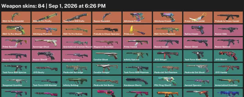 Valorant account inventory for LVL 61 · Reaver Karambit & RGX 11z Pro Karambit