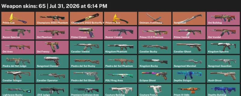 Valorant account inventory for LVL 107 · Cavalier Operator & Exe Odin