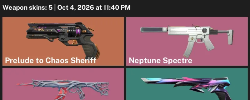 Valorant account inventory for LVL 72 · Prelude to Chaos Sheriff & Neptune Spectre