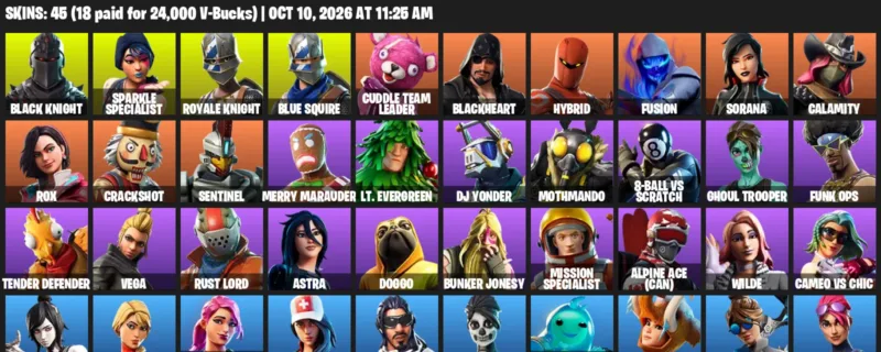 Fortnite account inventory for Black Knight - Sparkle Specialist - 45 Outfits