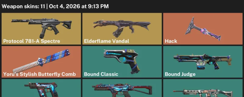 Valorant account inventory for LVL 36 · Elderflame Vandal & Convex Operator