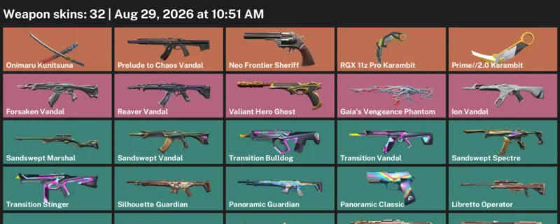 Valorant account inventory for LVL 96 · RGX 11z Pro Karambit & 2.0 Karambit