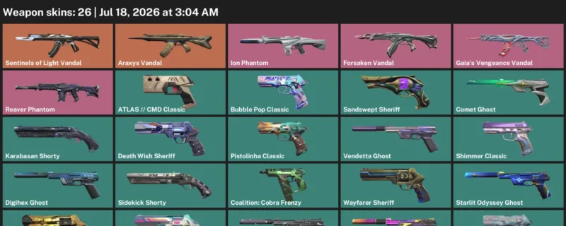 Valorant Accounts listing: LVL 300 · 9 Lives Classic & Araxys Vandal · 26 Skins - Gold 3, 26 skins