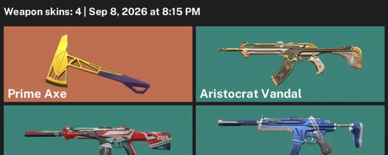 Valorant account inventory for LVL 4 · Prime Axe & Rush Phantom