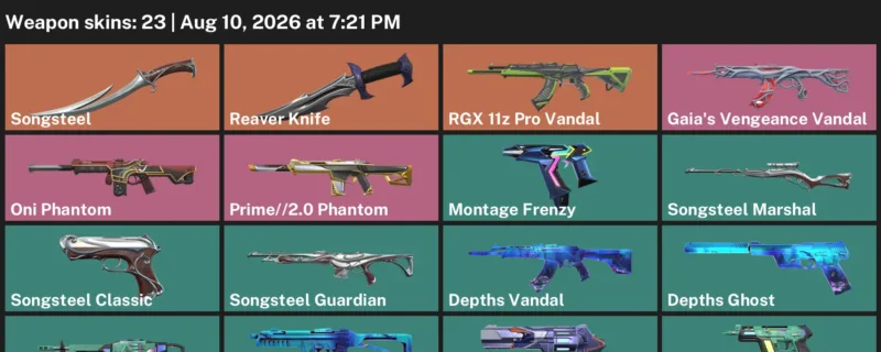 Valorant account inventory for LVL 107 · Reaver Knife & Depths Vandal
