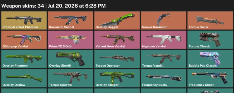 Valorant Accounts listing: LVL 93 · Overlay Dagger & Reaver Karambit · 34 Skins - Bronze 1, 34 skins
