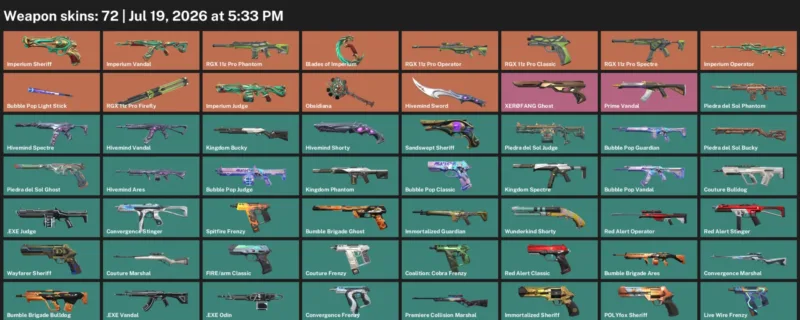 Valorant Accounts listing: LVL 221 · Hivemind Sword · 72 Skins - Gold 1, 72 skins