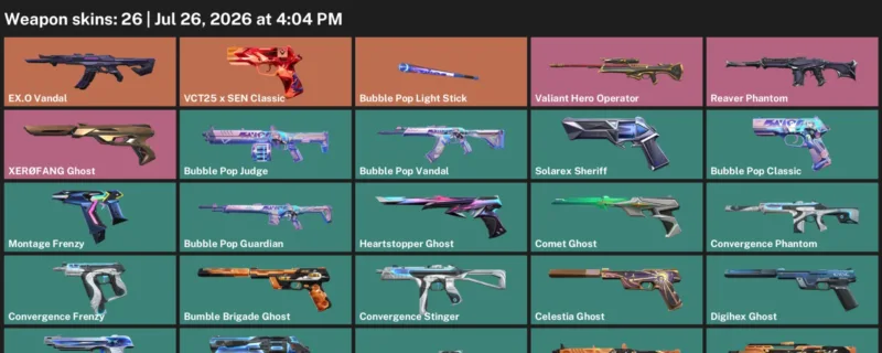 Valorant Accounts listing: LVL 205 · Bubble Pop Classic & Bubble Pop Guardian · 26 Skins - Gold 1, 26 skins